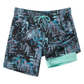 SURF CUZ Mens Swim Trunks with Compression Liner Quick Dry Swim Shorts 7" Swimming Trunks Stretch Bathing Suit Zipper Pockets,Forest Shadow,XS