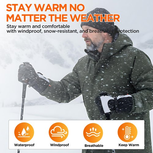 Heated Gloves for Men, Rechargeable Electric Heated Winter Work Gloves, Touchscreen, 3000mAh Keep Warm for 8.5-9.5 hrs, for Travel Skiing Working Hunting Walking The Dog Fishing, Riding Heated Gloves