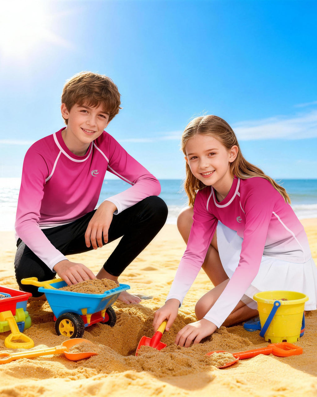 Boys UPF 50+ Swim Shirt Long Sleeve, 1 or 2 Pack UV Sun Protection Rash Guard, Youth Kids SPF Water Shirts for Beach Surf