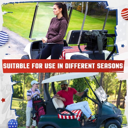HunnmingRe 2 Pcs Microfiber Golf Cart Seat Cover American Flag Golf Blanket Portable Cushion Cover for Cart Independence Day Accessories(Flag Style)