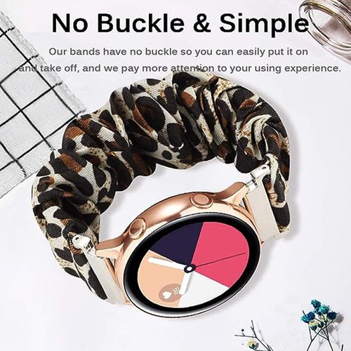 GTX13, GTX12 Smart Watches Band, Lamshaw 22mm Fabric Elastic Scrunchie Elastic Women Cute Replacement Straps Compatible for Fitpolo GTX12, ENOMIR GTX12, Tensky GTX12, uaue T60, QXQ T60, QCOQ T60 Smart Watches (for 22mm size band, Leopard print)