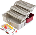Plano Tackle Box | Three-Tray Salmon Kit with Deep Storage - Maroon/Grey, Rust-Proof Brass Latch