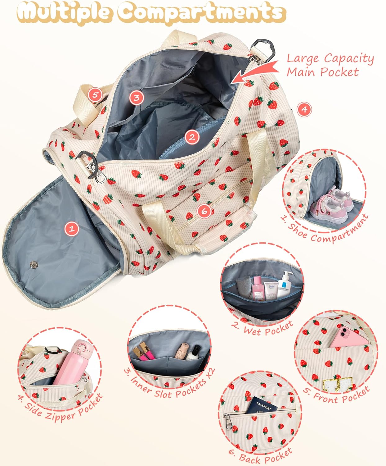 Skiennix Girls Gym Bag - Personalized Weekend Duffel with Shoe Compartment & Makeup Bag | Ideal Gift for Teens (Letter K)