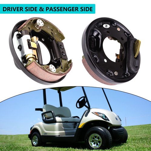 10L0L Golf Cart Brake Assembly Improve Brake Sensitivity, Driving Stability and Safety Which is for Yamaha G14-G22 & EZGO TXT RXV, with Brake Shoes Large Friction Coefficient, Shorten Braking Distance