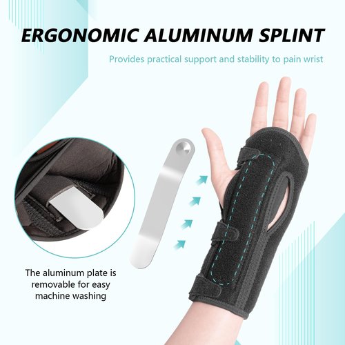 fibee Carpal Tunnel Wrist Brace 2 Pack Night Support, Adjustable Wrist Splint for Sleeping with Cushioned Beads, Hand Wrist Support for Carpal Tunnel Relief Fits Left Right Hands for Women Men, Black