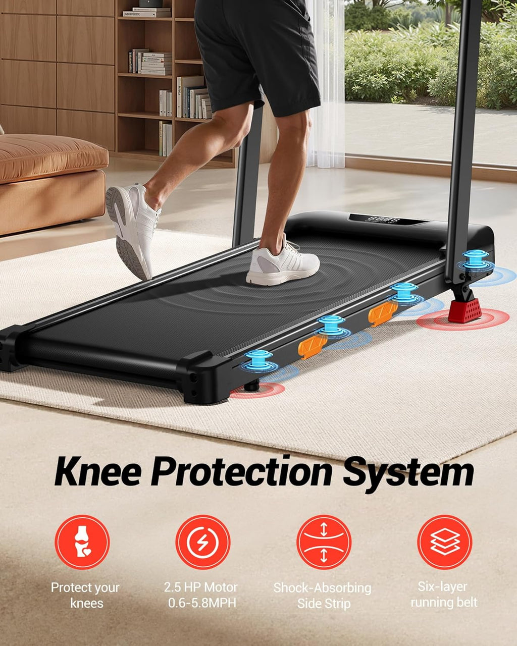Skiennix 3-in-1 Walking Pad - Portable Under Desk Treadmill with 15% Incline | Foldable Design, 300 LBS Capacity