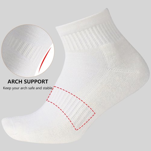 RTZAT Merino Wool Ankle Socks for Men and Women - Moisture-Wicking, Breathable, Arch Support, Padded Workout Hiking Socks for Year-Round Wear, Medium, White, 3 Paris