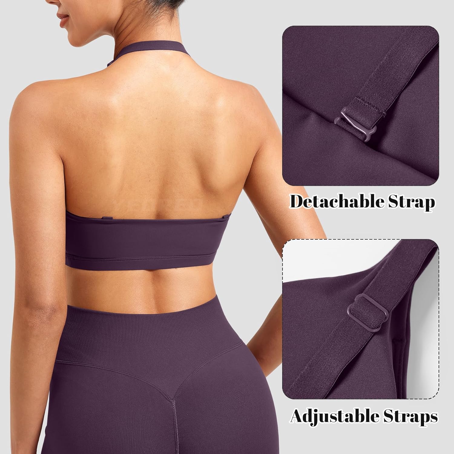 YEOREO Sports Bra for Women - Open Back Design & Adjustable Straps | Padded Medium Impact Yoga Top