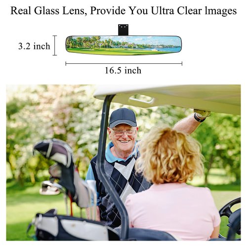 10L0L Universal Golf Cart Rear View Mirror 16.5" Extra Wide Panoramic 270 Degree for Yamaha EZGO Club Car