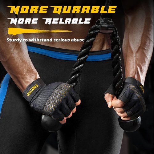 FREETOO Workout Gloves - Ultra Ventilated Weight Lifting Gloves with Full Palm Protection & Silicone Grip
