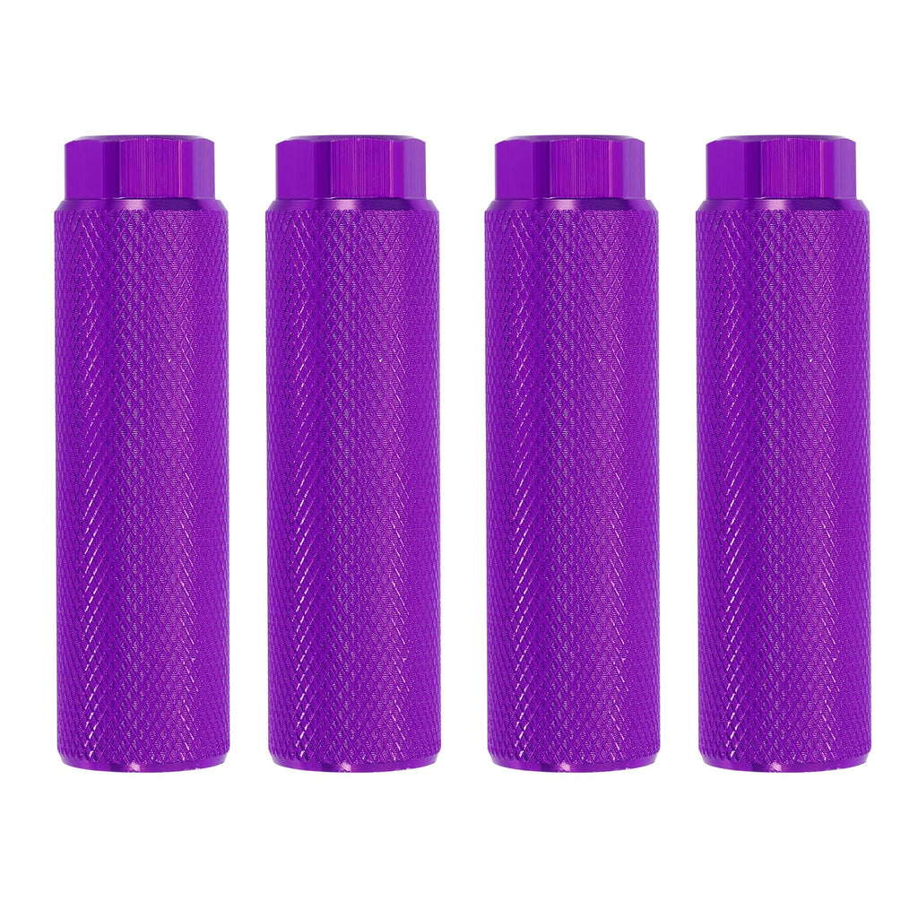 PATIKIL Aluminum Alloy Bike Pegs Fit 3/8 inch Axles, 4 Pack Anti-Skid Lead Foot Bicycle Pegs Back Seat Stands for BMX Mountain Bike Cycling Rear Stunt Pegs, Purple