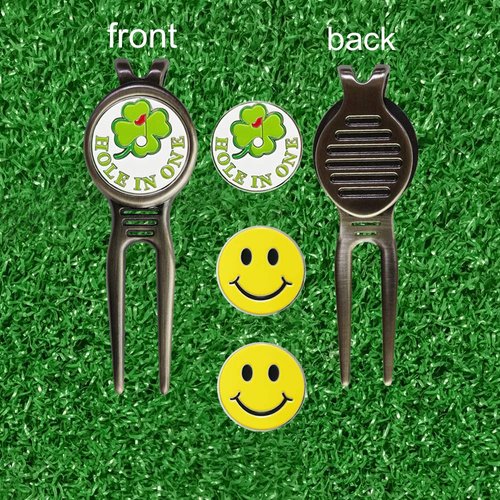 GOLTERS Golf Divot Repair Tool with Ball Marker, A Unique and Multi-Functional Golf Accessory, Nickel (Black 3)