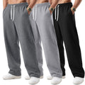August Alley 3 Pack Big and Tall Men's Sweatpants Open Bottom Athletic Pants Drawstring Elastic Waist with Pockets(Mix Gray, Light Mix Gray, Black,X-Large)