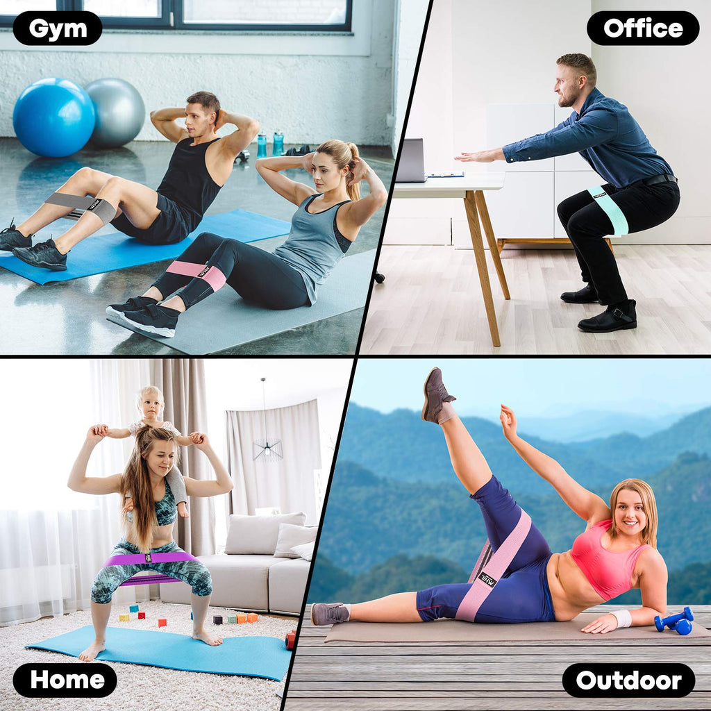 Fabric Resistance Bands for Working Out – 4 Durable Exercise Bands for Women & Men, Non-Slip & Non-Pinching Workout Bands – Multiple Resistance Levels Booty Bands for Legs Butt Glutes Hips Abs & More