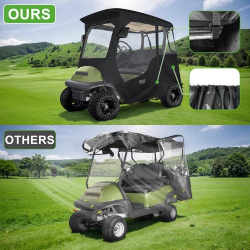 10L0L Deluxe Golf Cart Enclosure 2 Passenger for Club Car Precedent, 4-Sided Clear PVC Window Cover with Mirror Openings & Zipper Entry, Fits Club Car Precedent/Onward/Tempo Golf Cart
