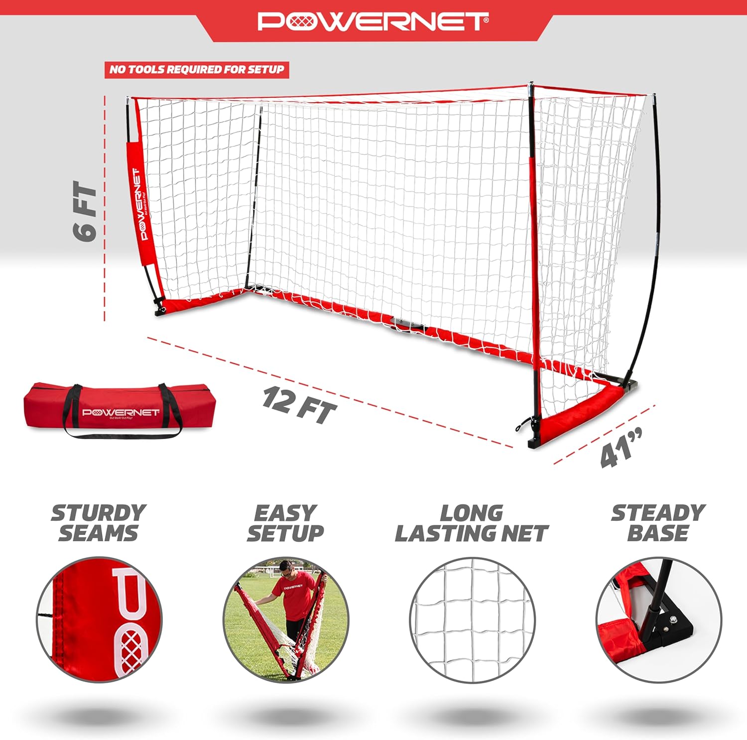 PowerNet Soccer Goal - Portable Backyard Soccer Net with Quick Setup | Multiple Sizes Available