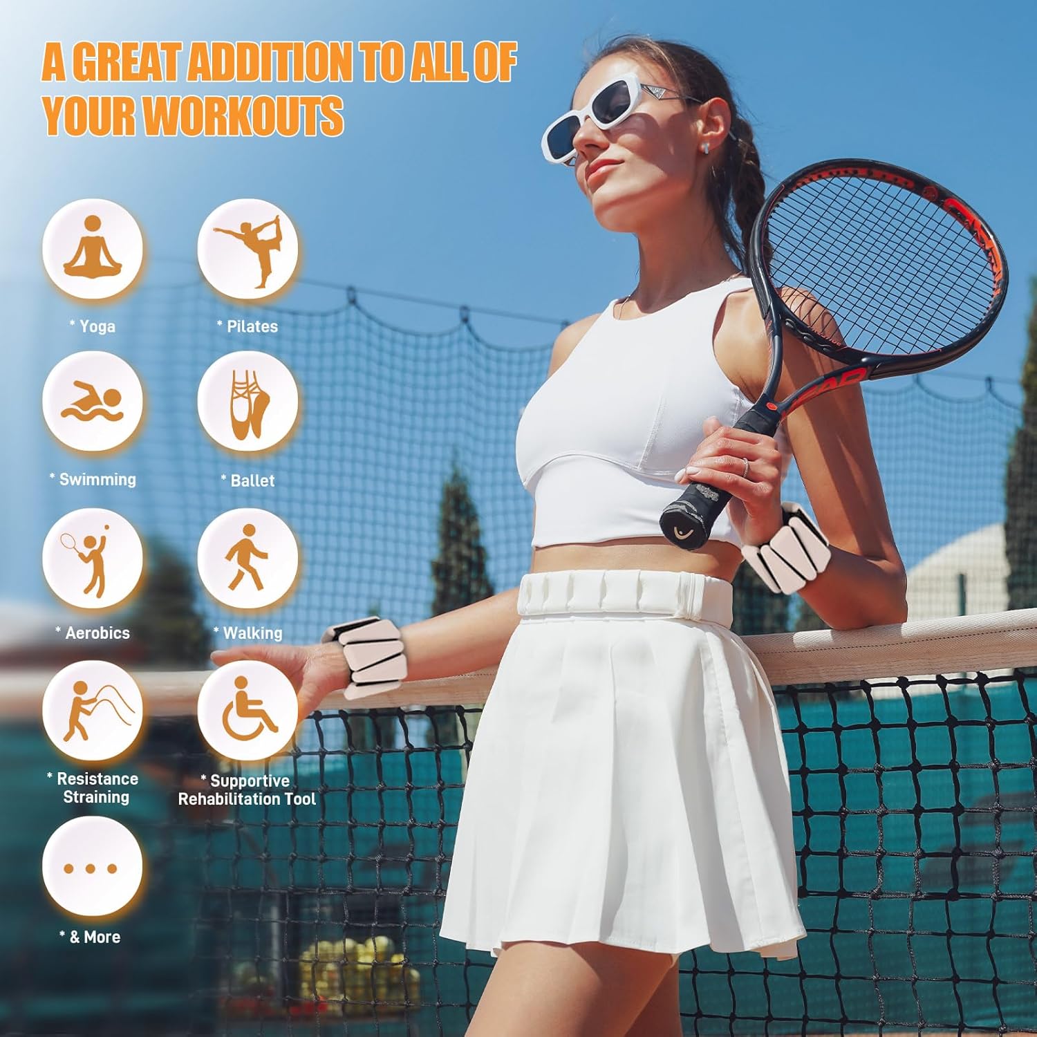 Skiennix Ankle Weights Set - Adjustable 1 lb/2 lb/3 lb for Pilates, Running, Yoga | Perfect for Arm & Leg Workouts