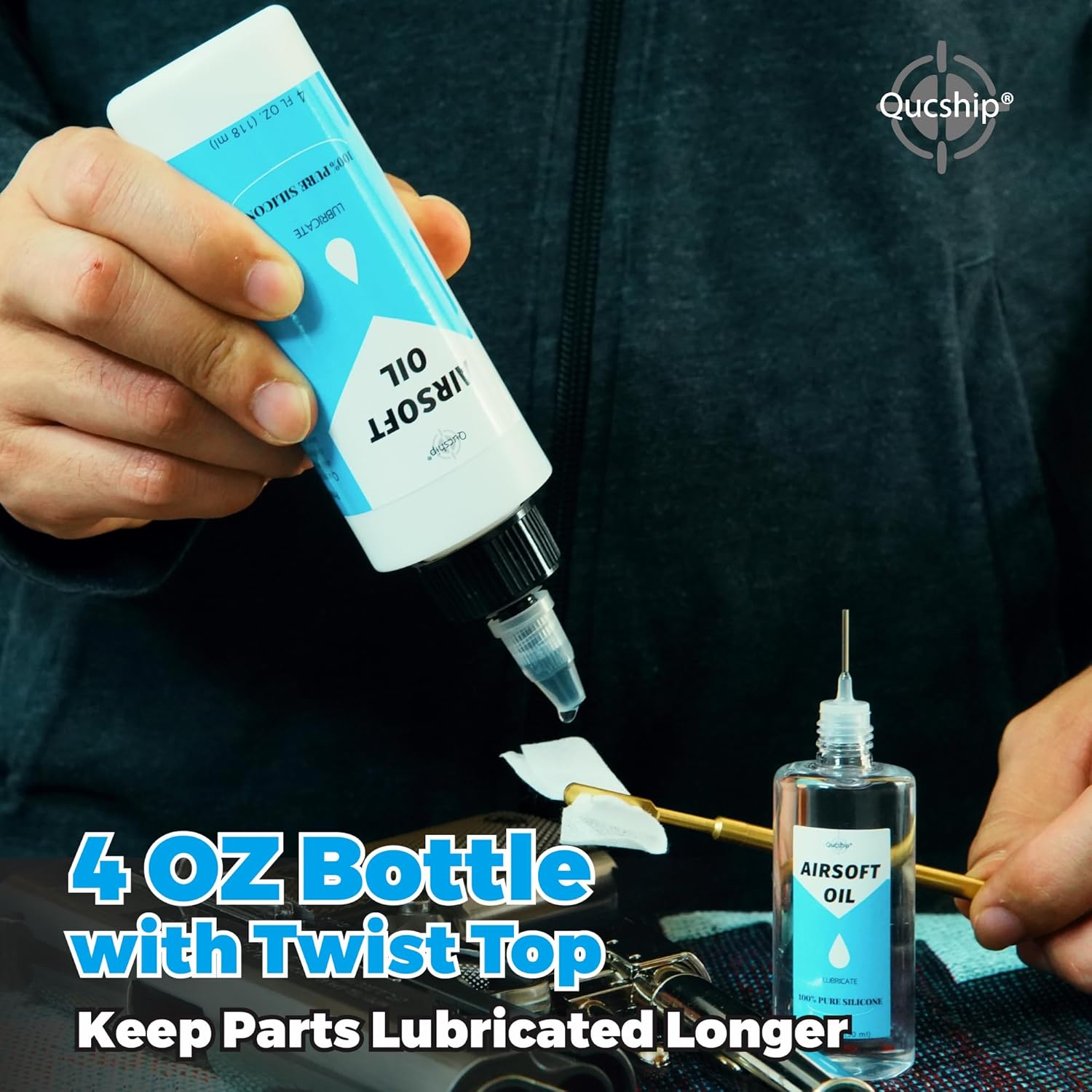 Skiennix Airsoft Oil - 100% Silicone Multi-Purpose Lubricant | 4 oz & 1 oz Needle Oiler