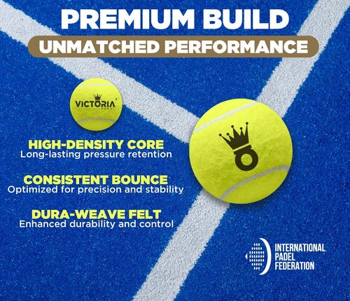 Victoria Padel Ball – Professional Padel Ball Certified by FIP – Durable Padel Balls with Consistent Bounce – Premium Felt for High Performance – Tube of 3 Tournament-Ready Balls (1 Pack)