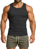 Project Titan Men's Ribbed Workout Tank Tops Fitness Muscle Gym Tanks Sleeveless Bodybuilding Shirts Charcoal Grey