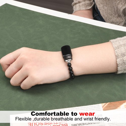 iLVANYA Crystal Beads Stretch Watch Band Compatible for Fitbit Inspire 3, Handmade Good Luck Energy Chakra Stone Beaded Band for fitbit inspire 3 (Black)