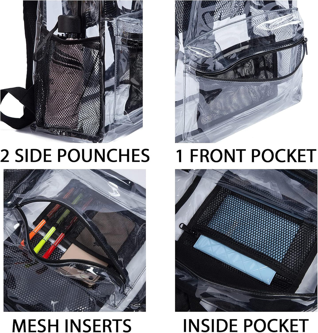 Vorspack Clear Backpack | Heavy-Duty Transparent Design for College & Workplace - 2 Pack Black