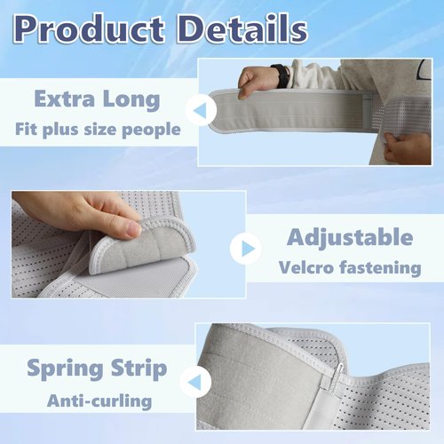 King Mills Plus Size Rib Brace for Women & Men – Extra Long Rib Compression Wrap, Large Size Cracked Ribs Support for Costochondritis Relief, Bruised, or Flared Ribs (fits 50”-55”)
