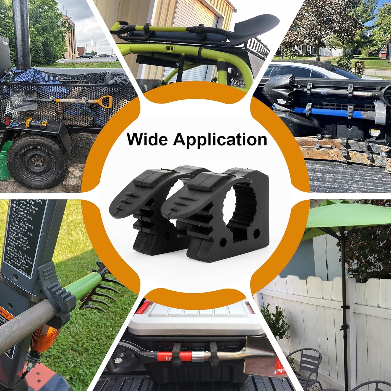 PSLER Shovel Holder for Truck - Quick Release Rubber Clamp Mount for Tools 1-1/7" to 1-3/7" | 2PC