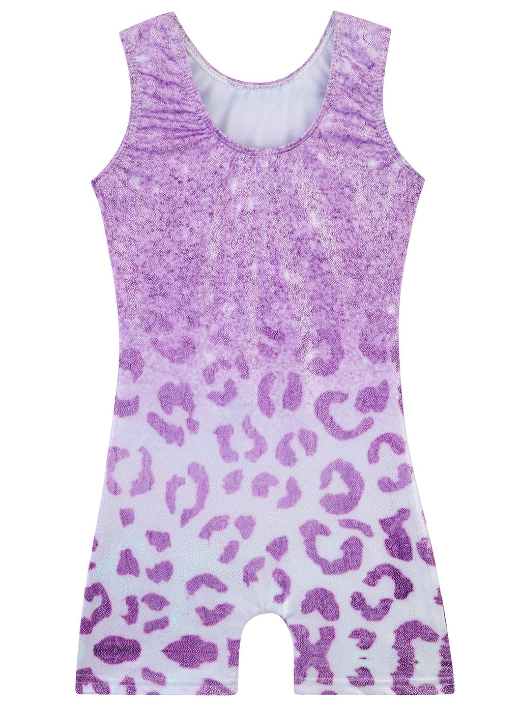 Gymnastics Leotards for Girls Toddler Ballet Dance Tumbling Outfits 4t 5t Kids Sleeveless Gymnastic Biketard with Shorts Sparkly Dancwear Unitards Clothes Bodysuit (Purple Leopard, 4-5T)