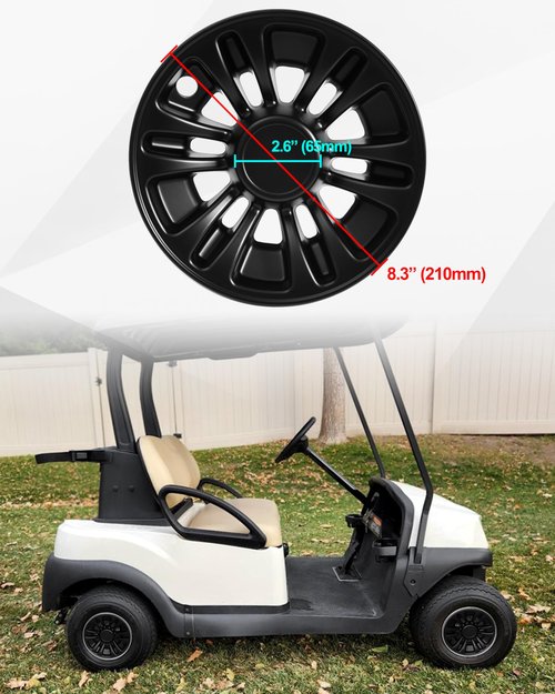 SAUTVS 8" Wheel Hub Caps for E-Z-GO/Club Car/Yamaha Golf Cart Accessories, 8 inch Center Tire Hub Cap Covers Wheel Rim Cover for Most Golf Carts, 4pcs, Matte Black