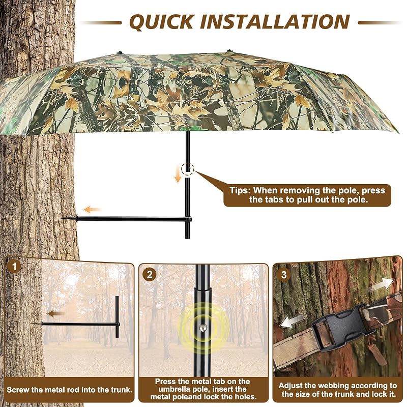 2-Person Tree Stand Umbrella with Heavy-Duty Rod – 60" Wide Weather-Resistant Hunting Cover