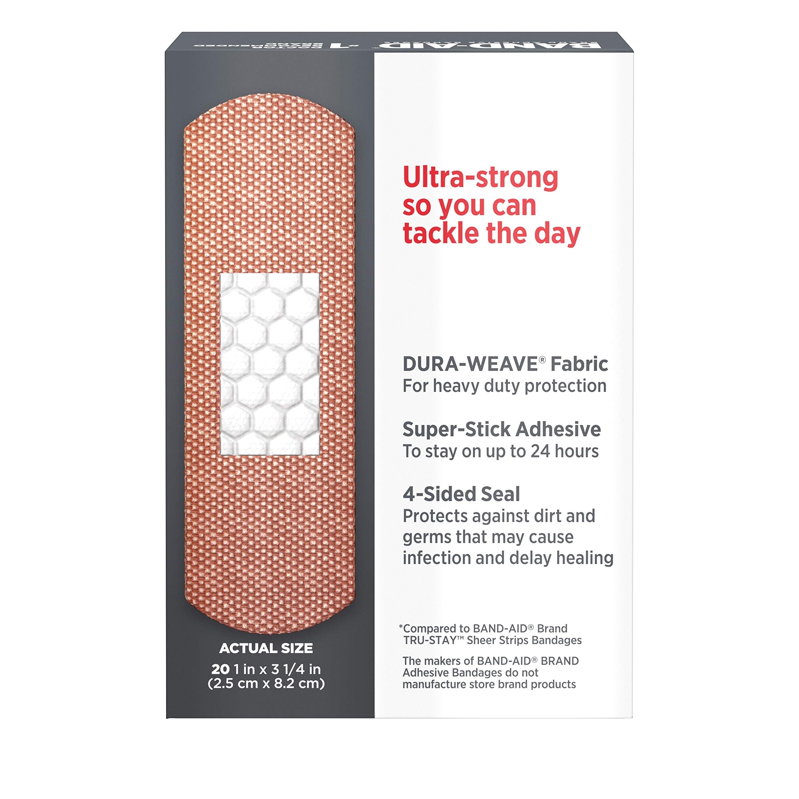 Band-Aid Brand Tough Strips Adhesive Bandage for Minor Cuts & Scrapes, All One Size, 20 ct (Pack of 2)