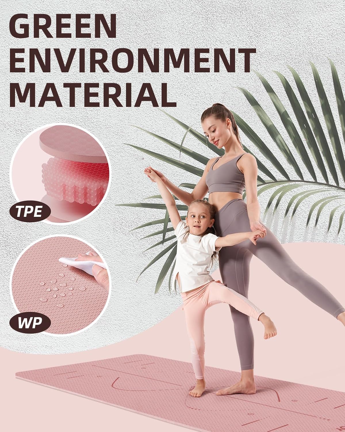 YOTTOY Yoga Mat - Extra Wide 72"x32"x1/3" Non-Slip Eco-Friendly TPE for Home Workouts | Includes Strap Bag