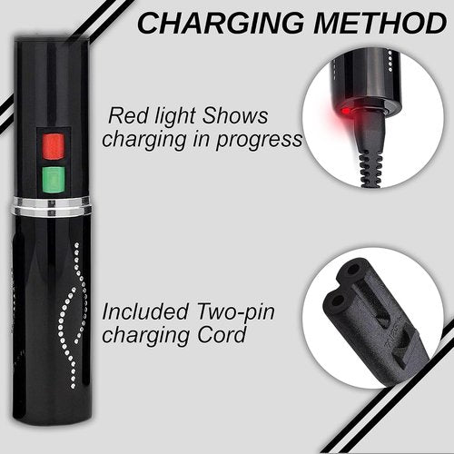 FIGHTSENSE Lipstick Stun Gun | Bright LED Flashlight for Women's Self Defense - Rechargeable Battery