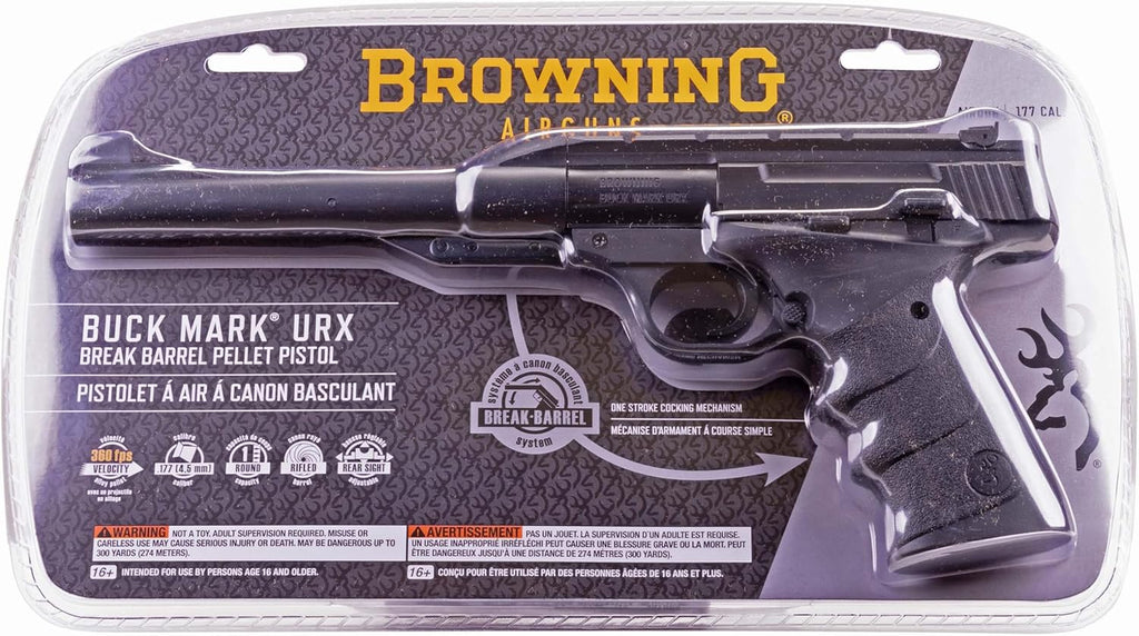 Umarex Browning Buck Mark URX .177 Caliber Pellet Gun - Single Shot Break Barrel Air Pistol, Black