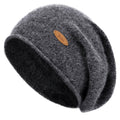 Slouchy Knit Beanie Hats for Women Winter Warm Cashmere Knitted Wool Hats Soft Ski Cap Ladies Beanies Chemo Hat (Small, Dark Gray)