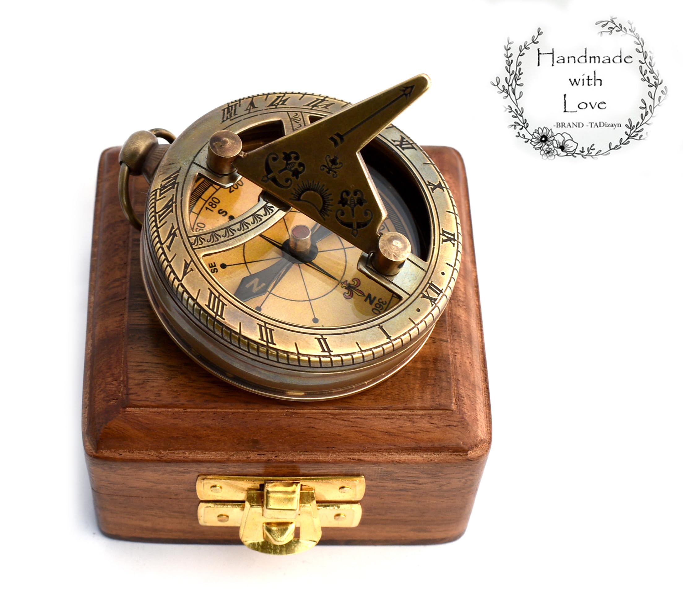 Trust in The Lord-Proverbs 3: 5-6 verse Engraved Sundial Clock in Box Sun Clock Ship Replica Watch, Sundial Compass, Gift Compass, 2025 Graduation Gifts- Baptism Gifts Compass for Women Mens Boy Girls