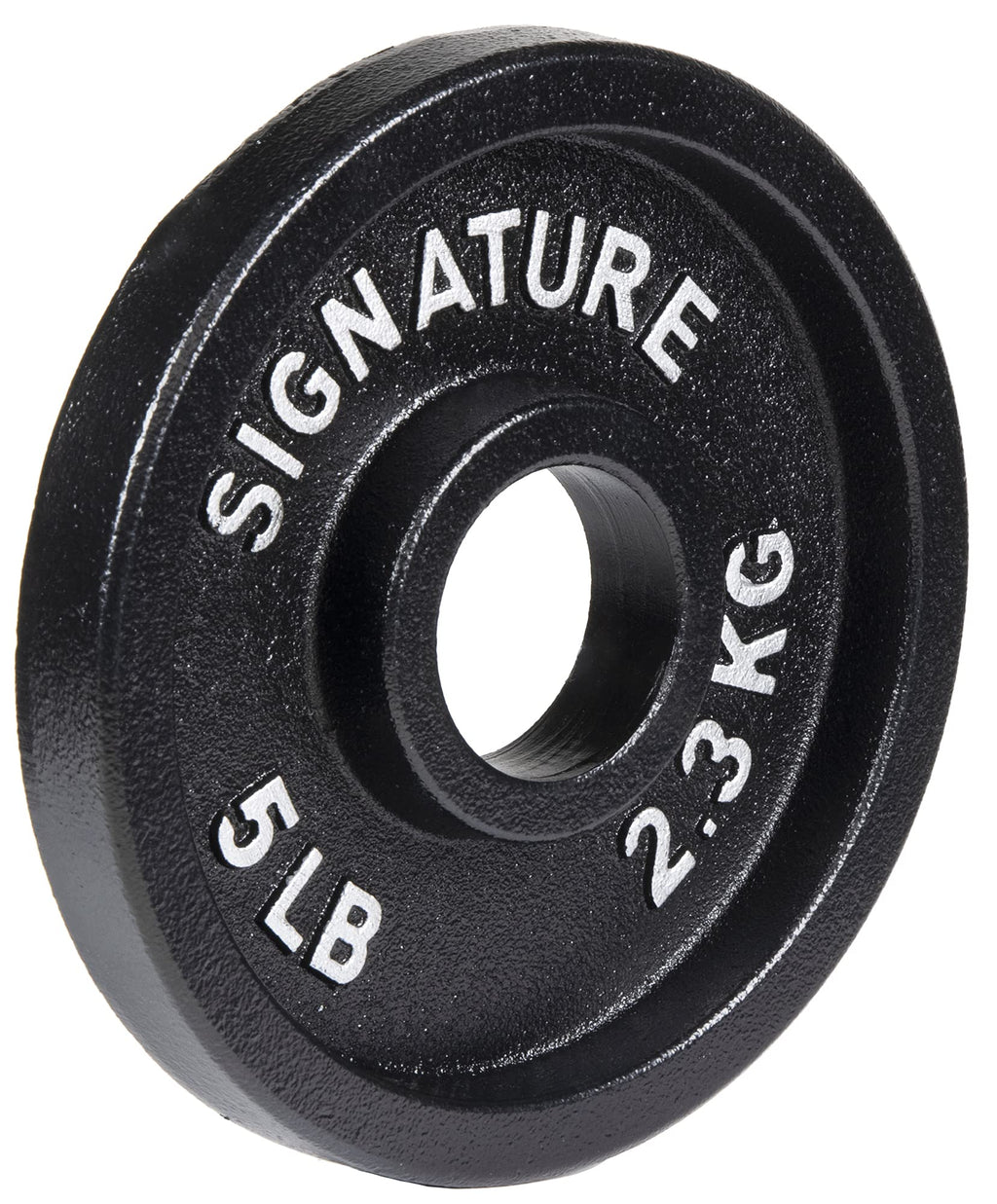 Signature Fitness Deep Dish 2-Inch Olympic Cast Iron Weight Plates with E-Coating, Black