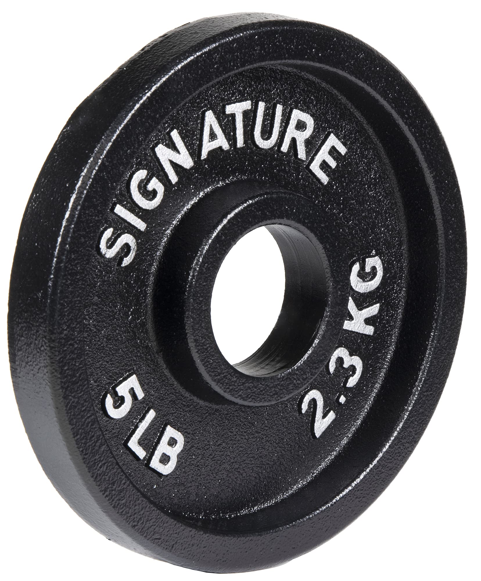 Signature Fitness Deep Dish 2-Inch Olympic Cast Iron Weight Plates with E-Coating, Black