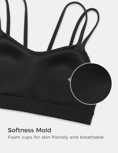 CRZ YOGA V Neck Sports Bra for Women - Soft Butterluxe Fabric, Wireless Comfort, Double Spaghetti Straps