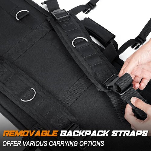 DULCE DOM Tactical Soft Padded Double Rifle Case - Heavy-Duty Backpack for 2 Rifles & Pistols | 36-48 Inch