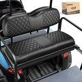 10L0L Golf Cart Seat Cover Universal Leather Rear Seat Cover for Yamaha, EZGO, Club Car - Soft PU Leather and Fitting Memory Foam, 3D Diamond Pattern, Durable Waterproof, Easy to Clean (Black)