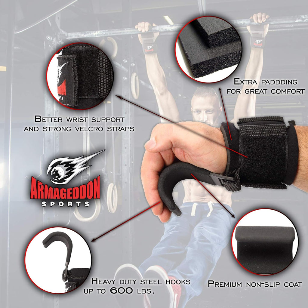 Premium Deadlift Straps - Weight Lifting Grips for Enhanced Performance | Durable Gym Hooks