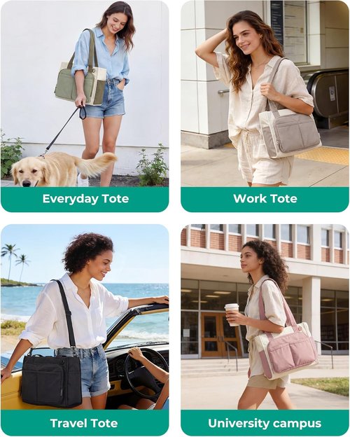 BAGSMART Tote Bag for Women - Versatile Travel Handbag with Cup Holders | Fits 13" & 15.6" Laptops