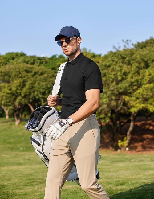 COOFANDY Men's Quick-Dry Polo Shirt - Short Sleeve Tactical Golf Shirt with Pen Pocket
