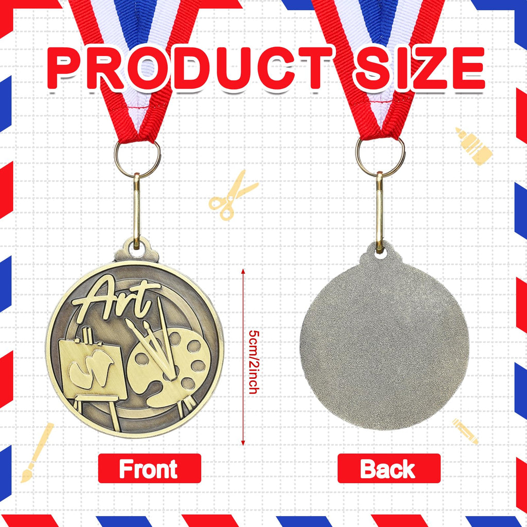 Quelay 30 Pcs 2'' Medals for Awards Winner Bulk with Neck Ribbons Metal Trophy Award Prize Gift for Kids Students Adults School Graduation Participation Competitions(Art)