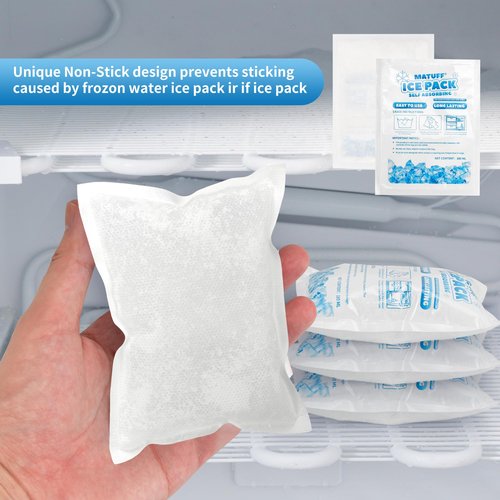 MATUFF 100 Pcs Reusable Ice Packs for Coolers (3.7''x4.9'') - Long-Lasting Gel Freezer Packs for Lunch Boxes, Shipping, Camping, Beach & Fishing | Keep Food/Drinks Fresh