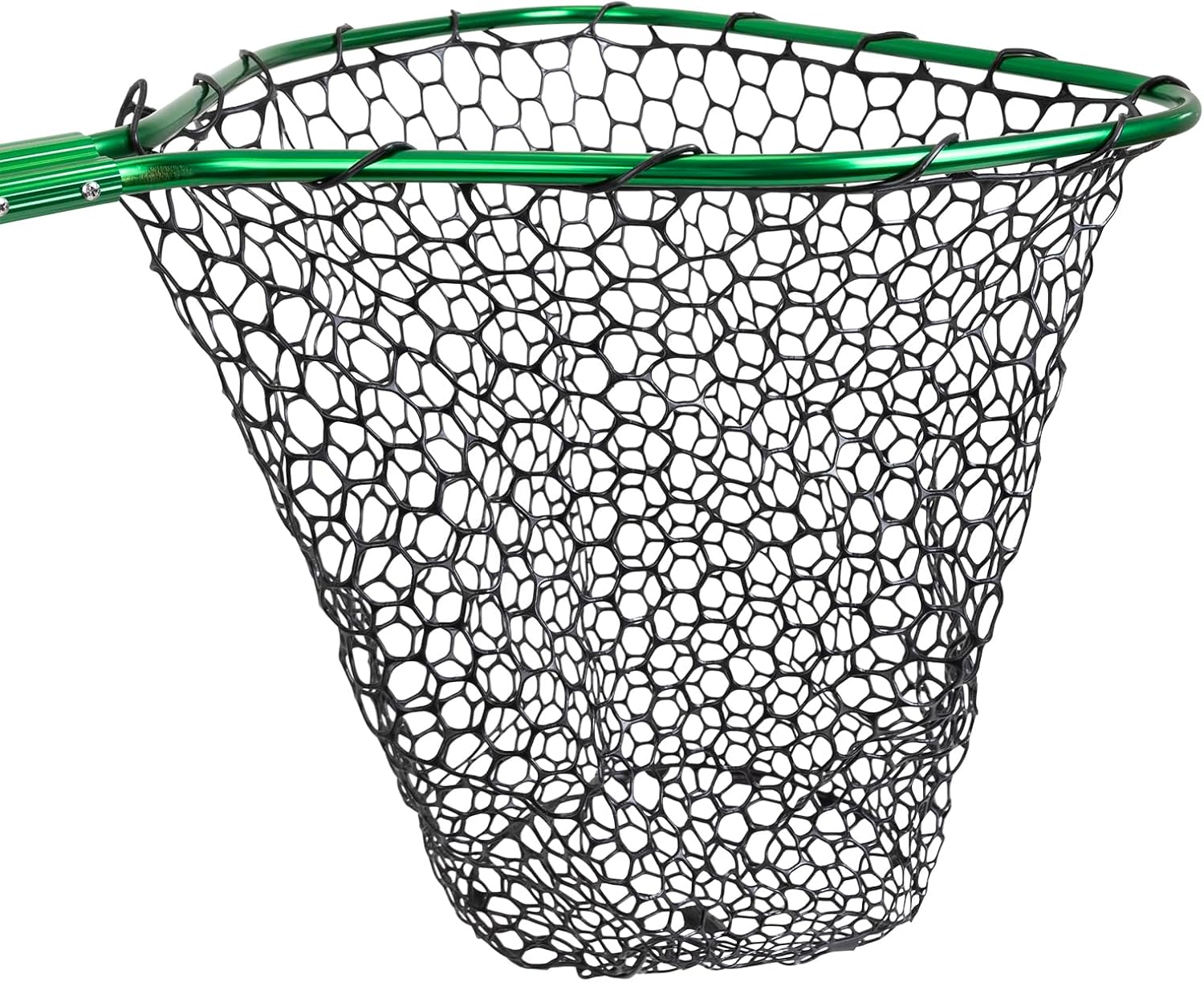 UMT Telescopic Fishing Landing Net - 3.6–5 Ft Adjustable Length, 17" x 19" Large Hoop, Green Silicone Mesh