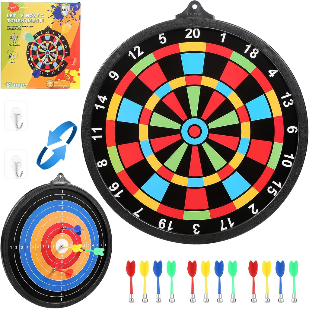 Skiennix Magnetic Dart Board - Safe Indoor & Outdoor Game for Kids 8-14 | Includes 12 Darts