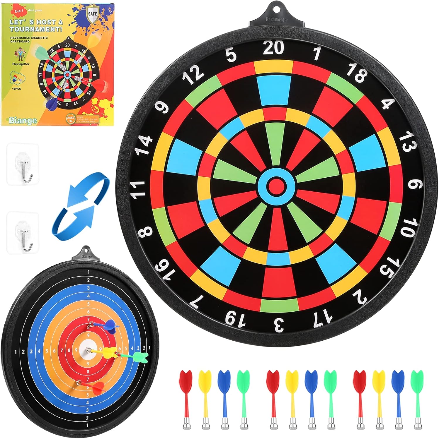 Skiennix Magnetic Dart Board - Safe Indoor & Outdoor Game for Kids 8-14 | Includes 12 Darts